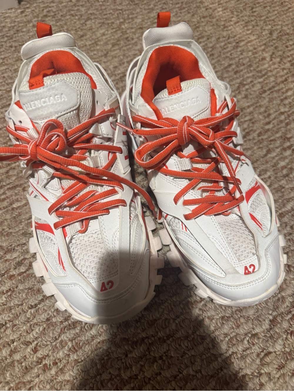 Balenciaga White and Orange Track-Style Men's Sneakers